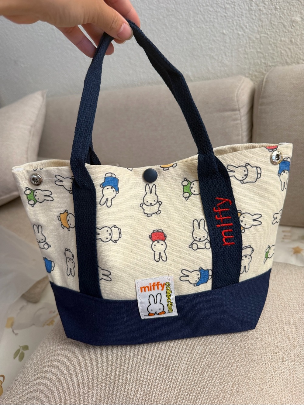 miffy Navy & Cream Canvas Tote with Multicolor Character Print